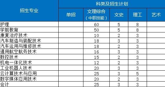 荆门职业学院2019年各省分专业招生计划一览表